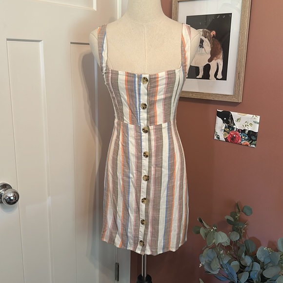 Show Me Your MuMu Cora striped shorebert mini S Button front smocked Sundress - Picture 3 of 13